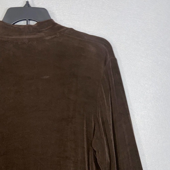 Chicos Cardigan Womens 2 Brown Rhinestones Long Sleeve Boat Neck Casual Sweater - Picture 11 of 13